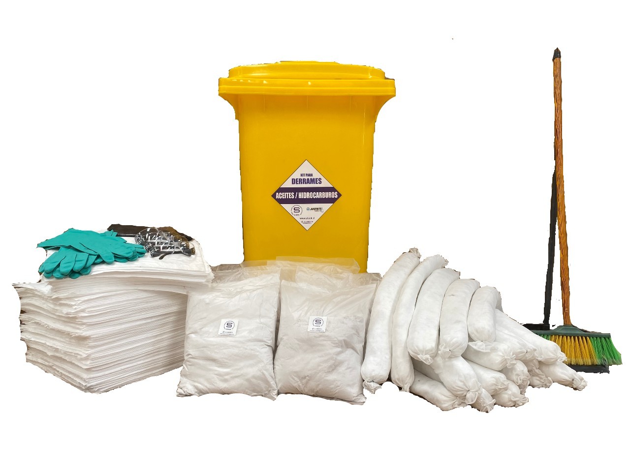 KIT ECONOMICO PARA CONTROL DE DERRAMES CAP. DE CONTENCIÓN 240 LITROS PARA DERIVADOS DEL PETROLEO.