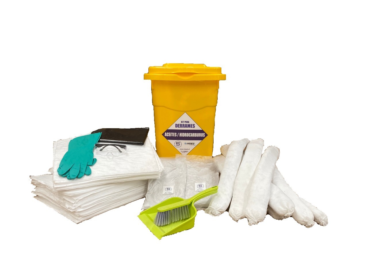 KIT ECONOMICO PARA CONTROL DE DERRAMES CAP. DE CONTENCIÓN 50 LITROS PARA DERIVADOS DEL PETROLEO.