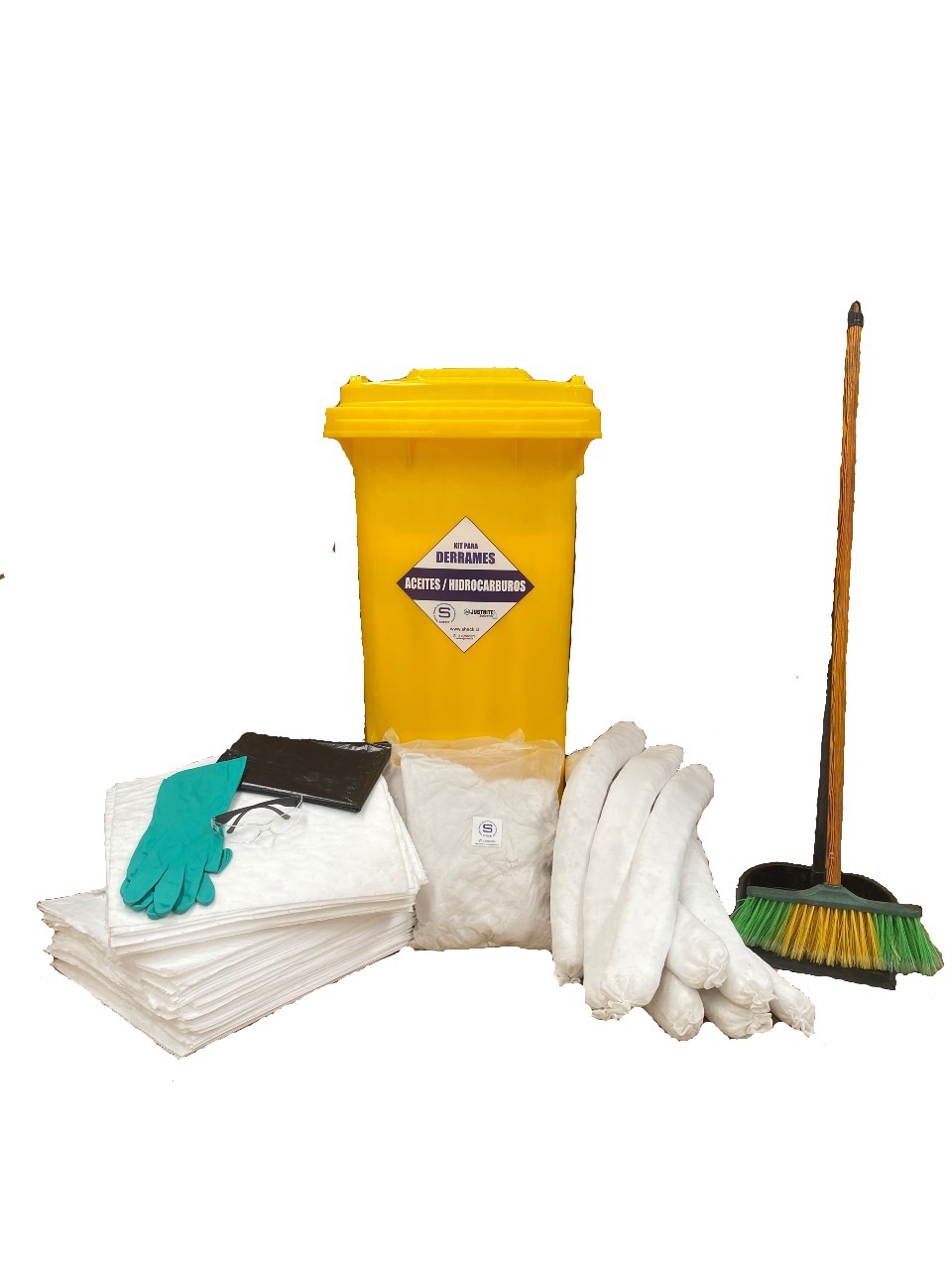 KIT ECONOMICO PARA CONTROL DE DERRAMES CAP. DE CONTENCIÓN 80 LITROS PARA DERIVADOS DEL PETROLEO.